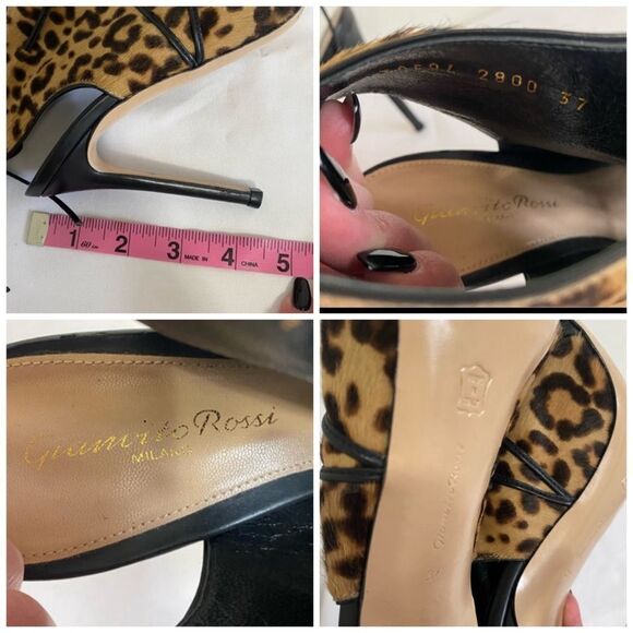 GIANVITO ROSSI Leopard Print Calf Hair Open toe Booties - Picture 10 of 10